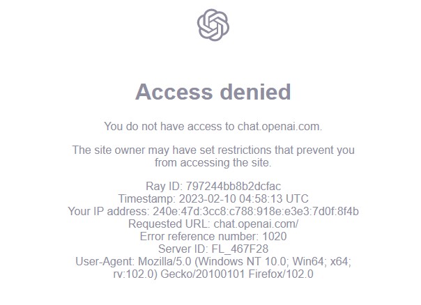 ChatGPT Access denied