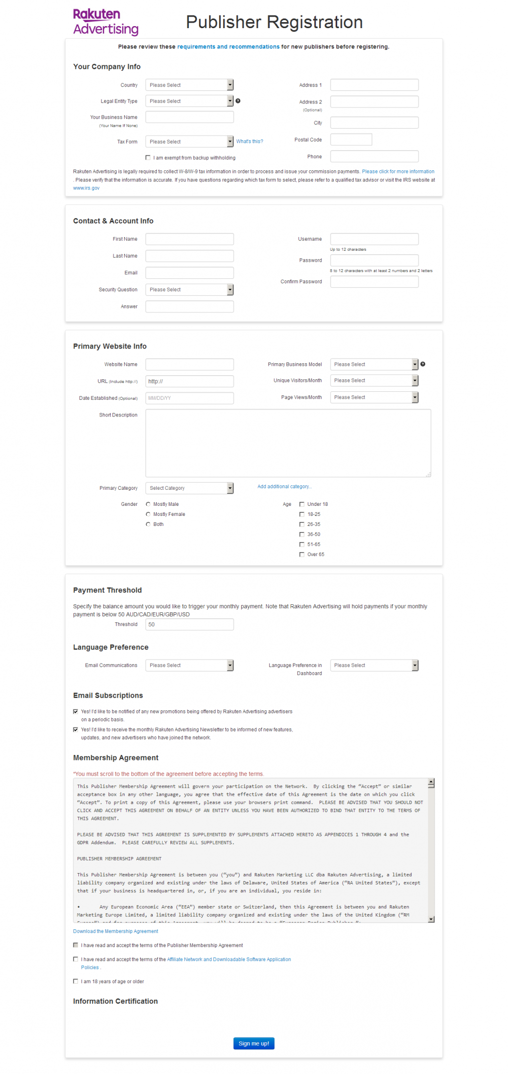 Rakuten Linkshare Signing Up